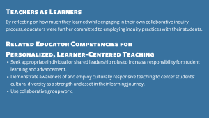 Graphic of key learnings and related educator competencies