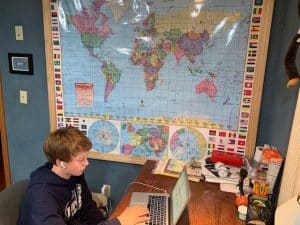 Garrett at His Desk