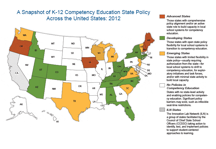 A Snapshot of K-12 Competency Education State Policy Across the United States, 2012 and 2018