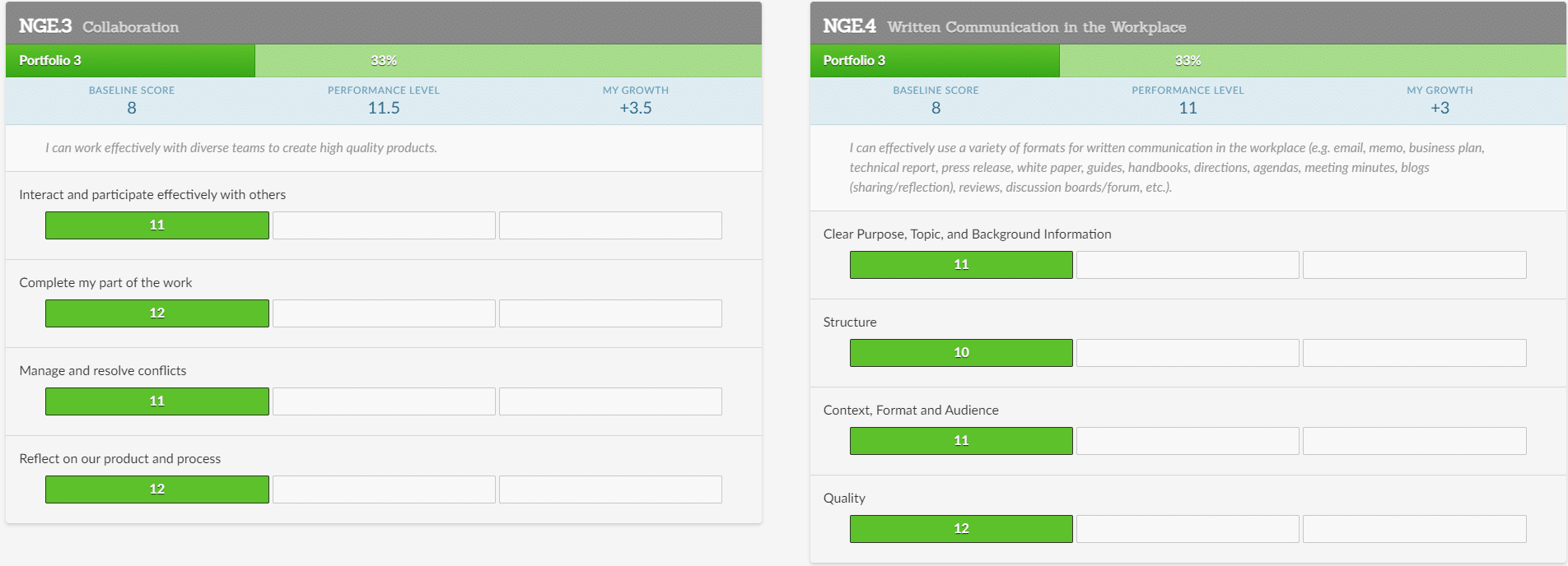 Example of a NextGen Essentials Student Portfolio