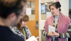 Three teachers talking