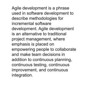 Agile Development