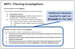 Figure 5: Additional Success Criteria to earn Exceeds