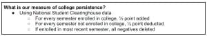 College persistence measure definition