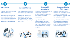 Classroom example showing four levels of choice on a continuum