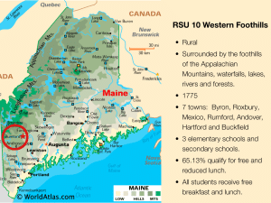 Map of Maine showing the location of RSU 10