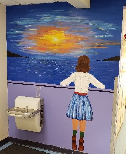 Mural of Girl Looking Over A Lake