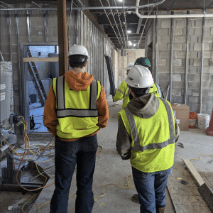 Students visiting a construction site for a work-based seminar