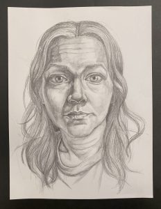 A drawing of a portrait by Courtney Williams
