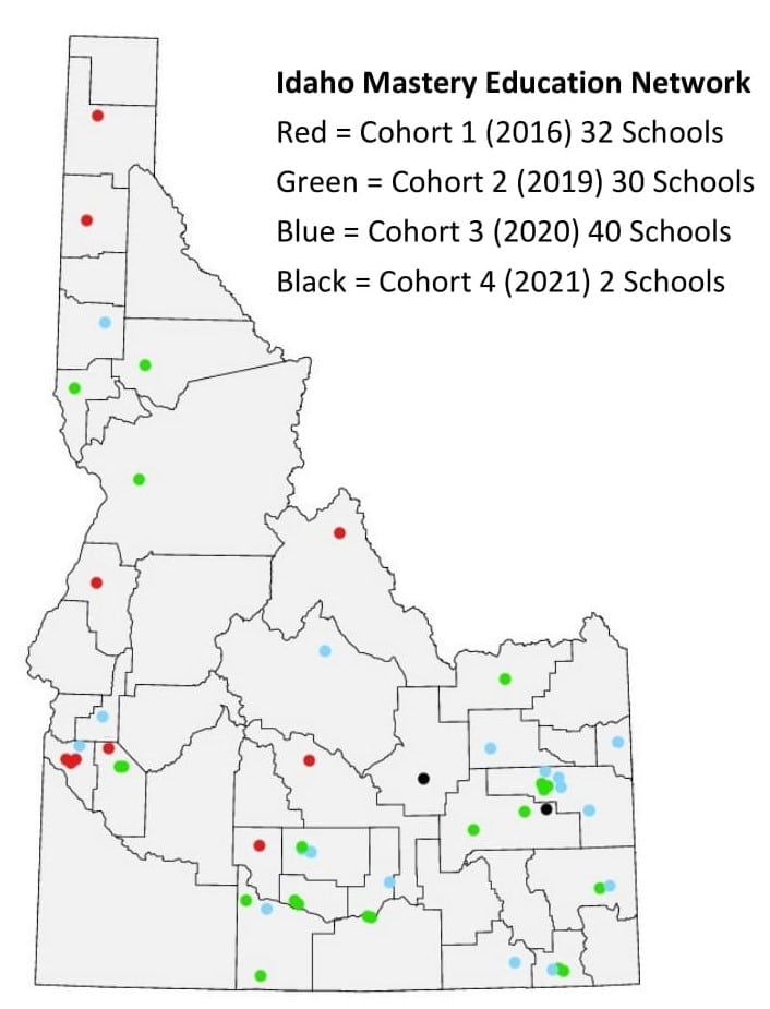 Map of Idaho Mastery Education Network Schools