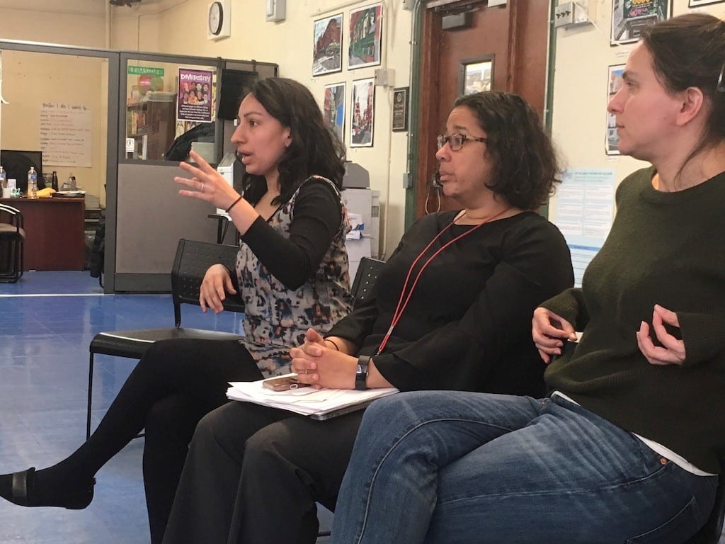 NYC iSchool teacher Evelyn Baracaldo, Principal Isora Bailey, and Assistant Principal Michelle Leimsider