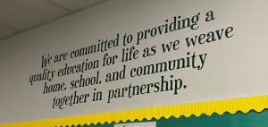 inspirational quote on school wall
