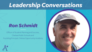 Image of Ron Schmidt with a Conversations with Leaders banner