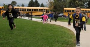 Students Running Toward School