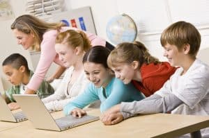 Students working on laptops