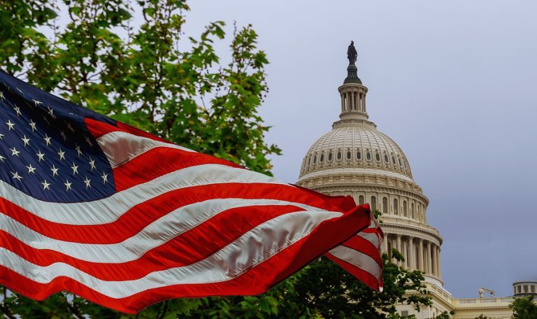 US Capitol Building and Flag