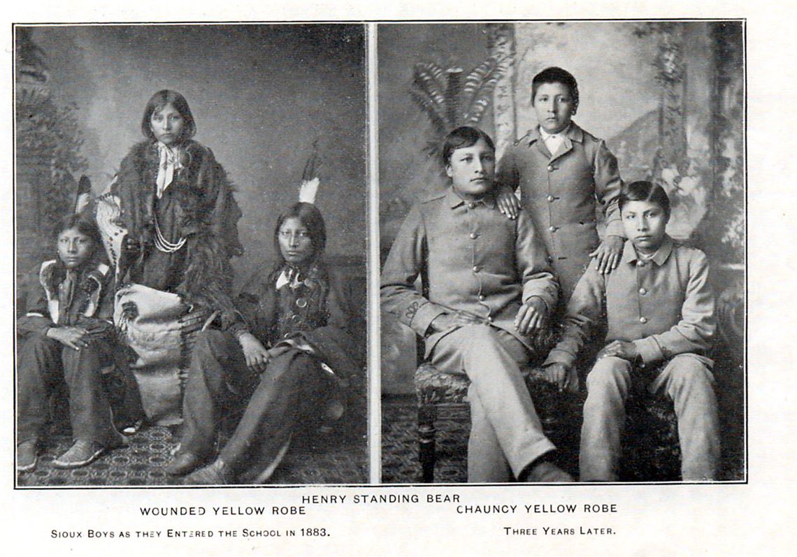 Sioux Boys Before Entering Boarding School and Three Years Later