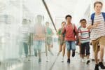 Kids running in school