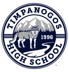 Timpangos High School Logo, including a wolf. Established in 1996.