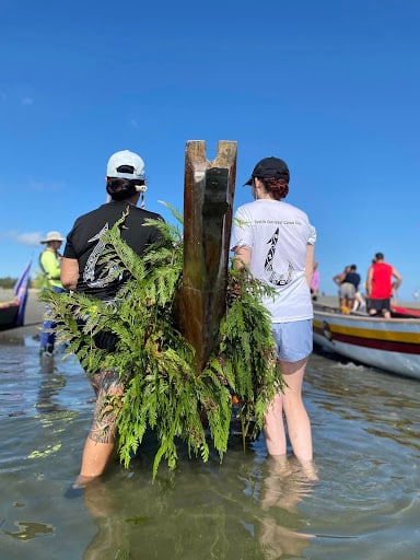 Boarding an Indigenous canoe